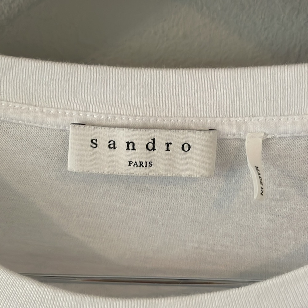 Sandro White Eyelet Puff Sleeve Tee - Picture 5 of 5